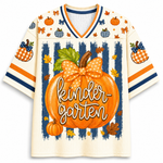 ChaoticClub Fall Back To School Striped Teacher Pumpkin Mesh Jersey