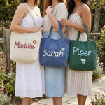Personalized Embroidered Corduroy Shoulder Tote Bag