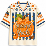 ChaoticClub Fall Back To School Striped Teacher Pumpkin Mesh Jersey