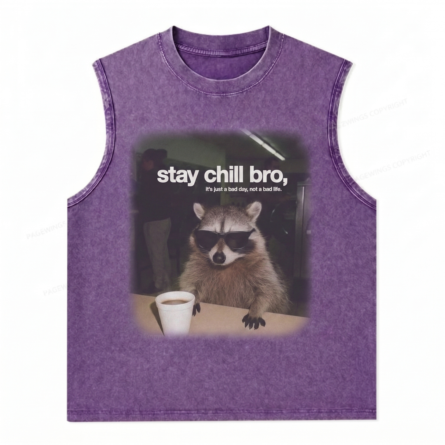 ChaoticClub Stay Chill Bro Raccoon Wash Tanktop