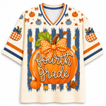 ChaoticClub Fall Back To School Striped Teacher Pumpkin Mesh Jersey