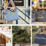 Personalized Embroidered Corduroy Shoulder Tote Bag