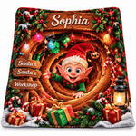 Chaotic Club Personalized Reaching Santa 3D Illusion Fleece Blanket