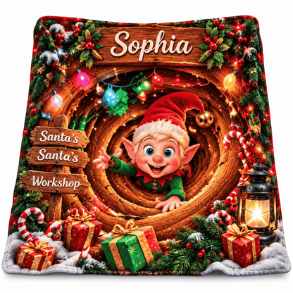 Chaotic Club Personalized Reaching Santa 3D Illusion Fleece Blanket