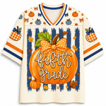 ChaoticClub Fall Back To School Striped Teacher Pumpkin Mesh Jersey
