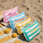 Personalized Embroidered Beach Tote Bag Striped Canvas Tote