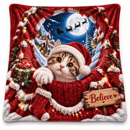 Chaotic Club Personalized Reaching Santa 3D Illusion Fleece Blanket