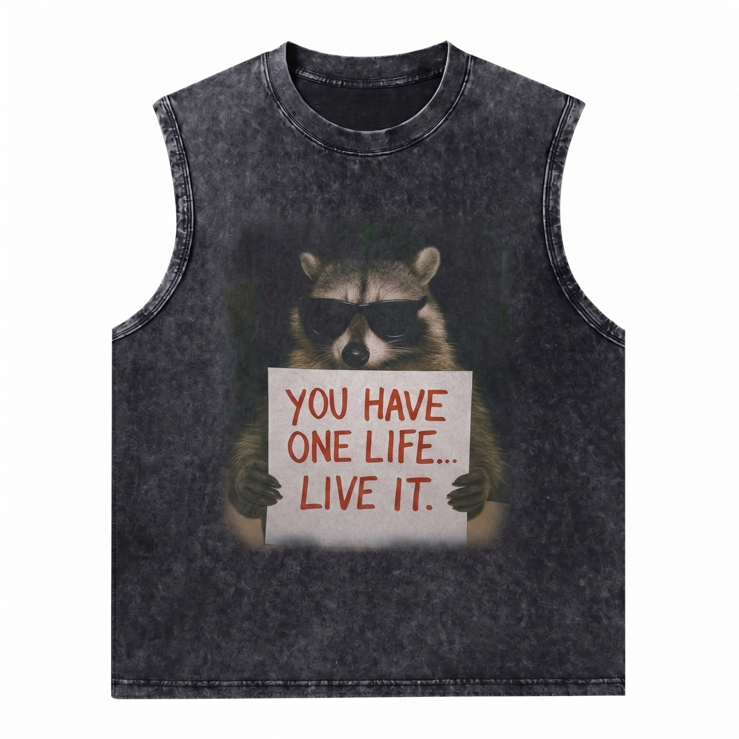 ChaoticClub You Have One Life Raccoon Wash Tanktop