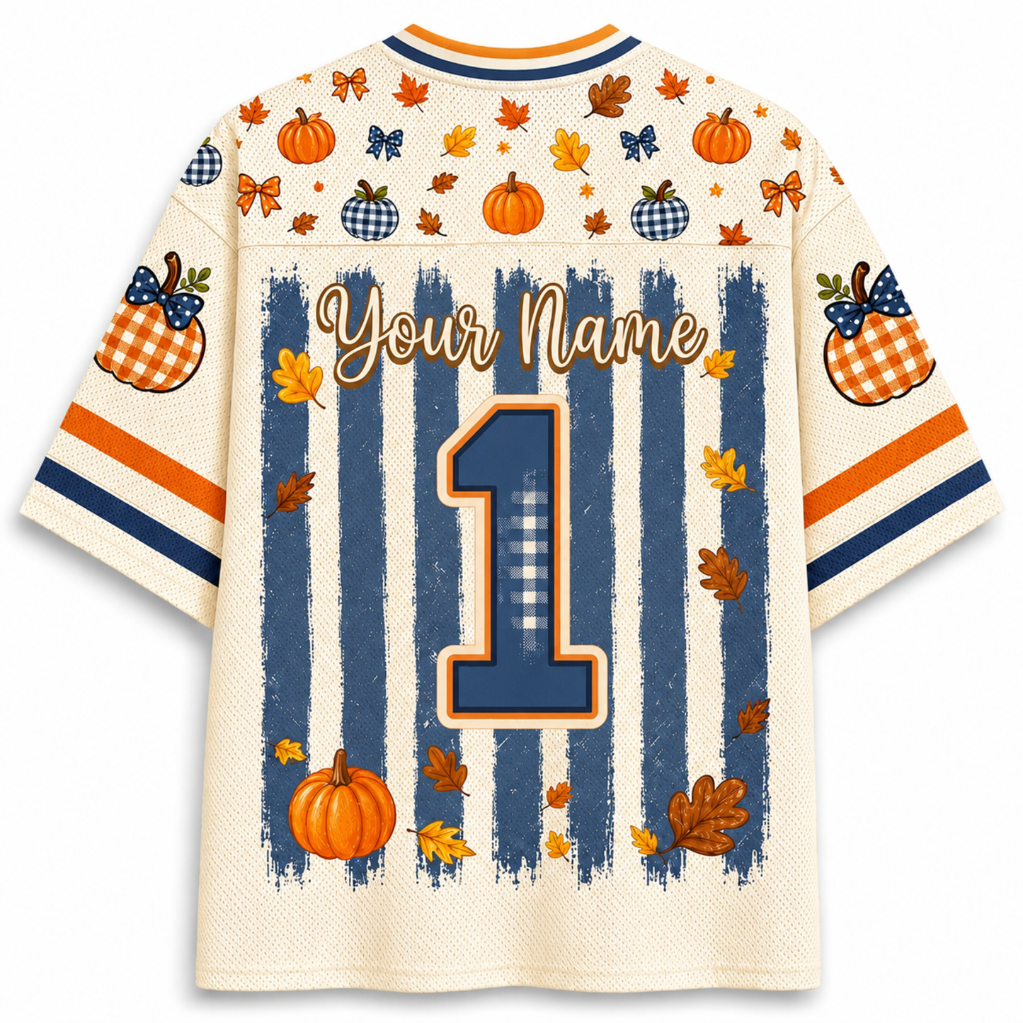 ChaoticClub Fall Back To School Striped Teacher Pumpkin Mesh Jersey