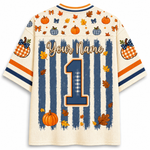 ChaoticClub Fall Back To School Striped Teacher Pumpkin Mesh Jersey