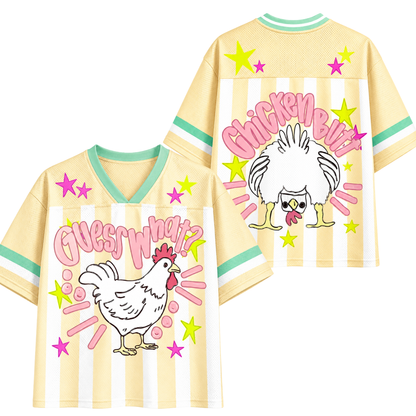 ChaoticClub Striped Guess What Chicken Butt Mesh Jersey