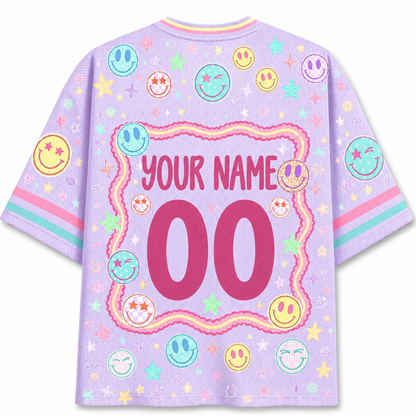 Chaotic Club Don't Worry Be Happy Spring Smiley Face  Mesh Jersey