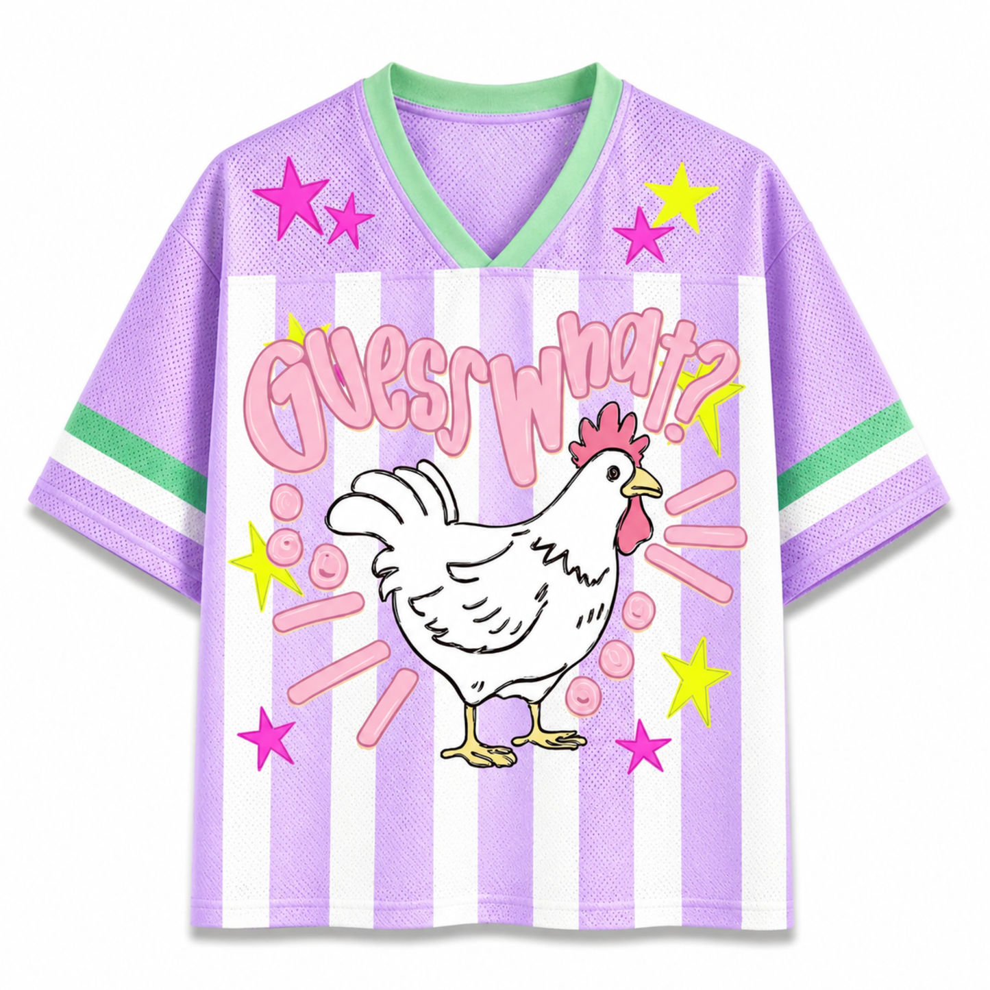 ChaoticClub Striped Guess What Chicken Butt Mesh Jersey