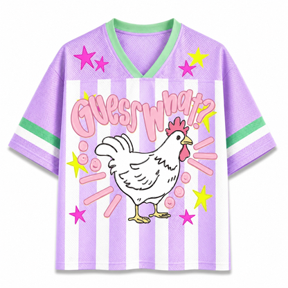 ChaoticClub Striped Guess What Chicken Butt Mesh Jersey