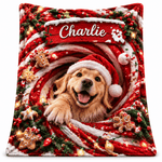 Chaotic Club Personalized Reaching Santa 3D Illusion Fleece Blanket