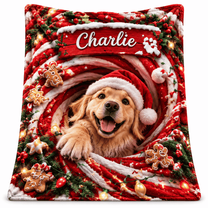 Chaotic Club Personalized Reaching Santa 3D Illusion Fleece Blanket