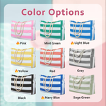 Personalized Embroidered Beach Tote Bag Striped Canvas Tote
