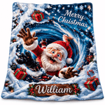 Chaotic Club Personalized Reaching Santa 3D Illusion Fleece Blanket