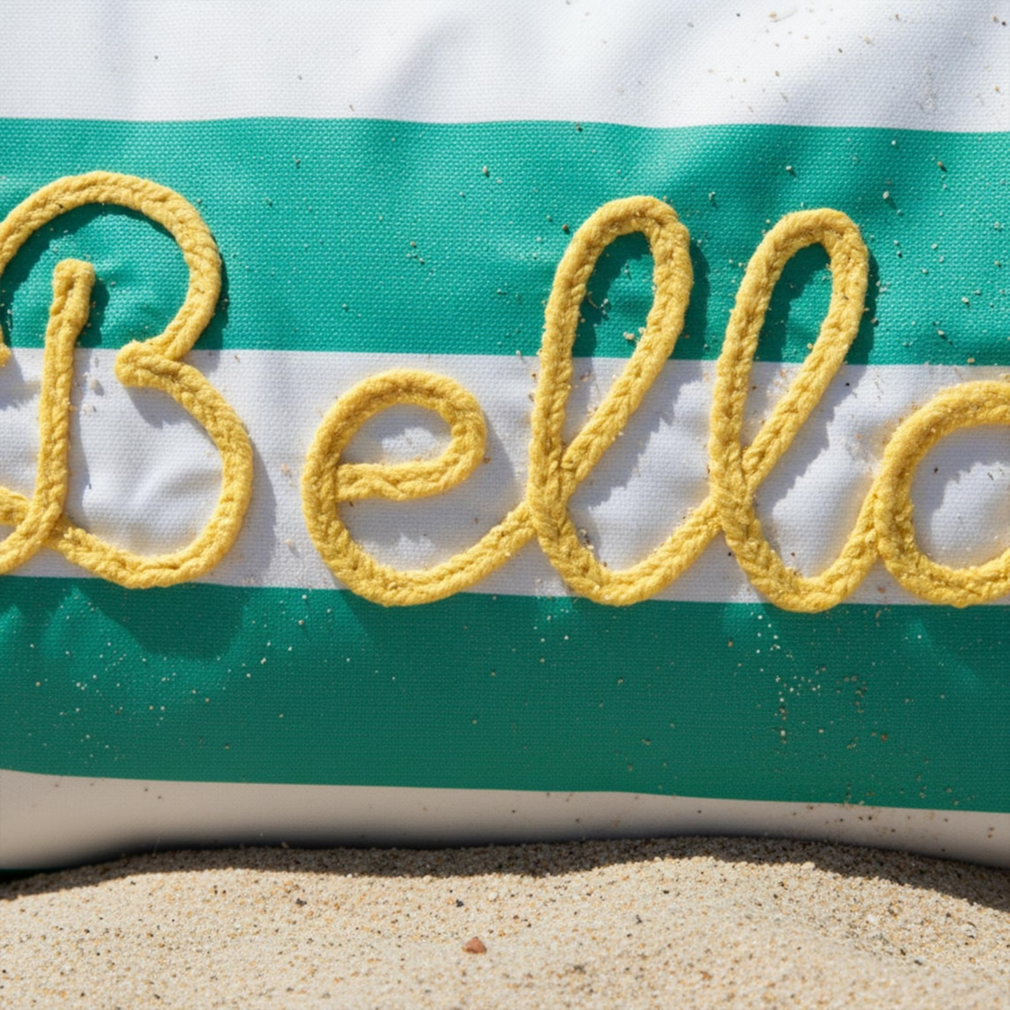 Personalized Embroidered Beach Tote Bag Striped Canvas Tote