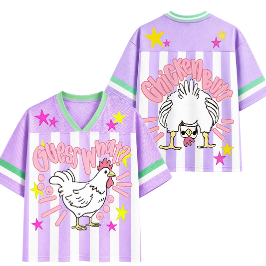 ChaoticClub Striped Guess What Chicken Butt Mesh Jersey