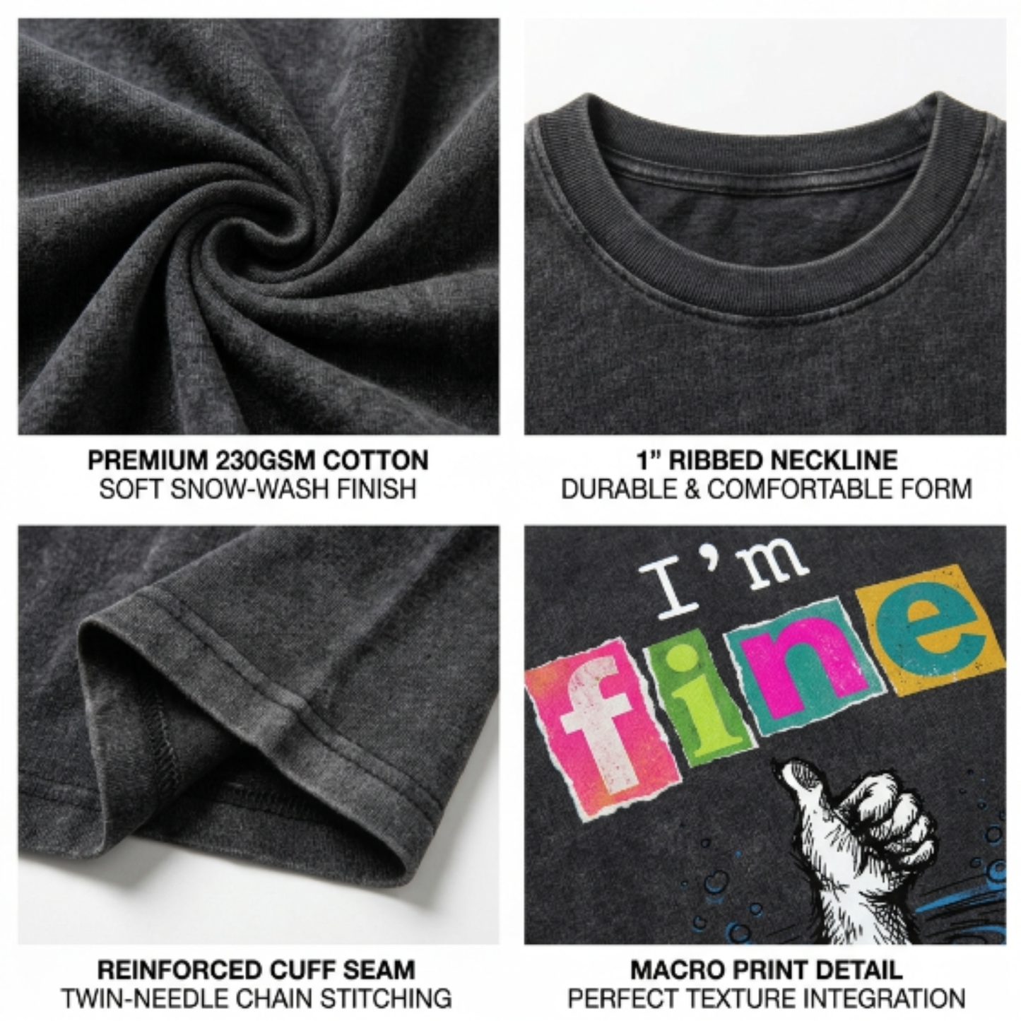 ChaoticClub I'm Fine Dog Washed T-Shirt