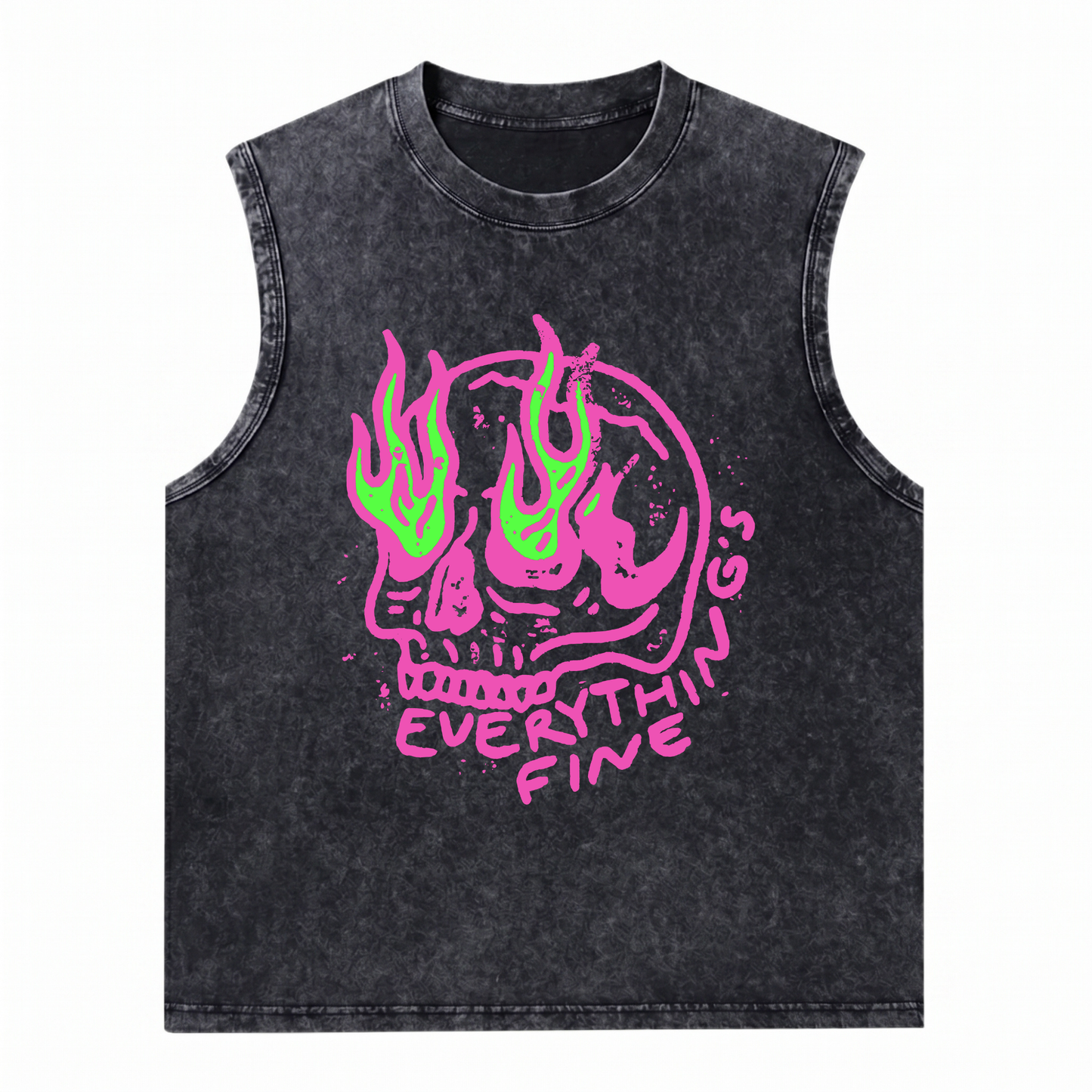 ChaoticClub Everything Is Fine Skull Wash Tanktop