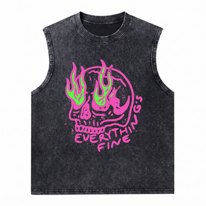 ChaoticClub Everything Is Fine Skull Wash Tanktop