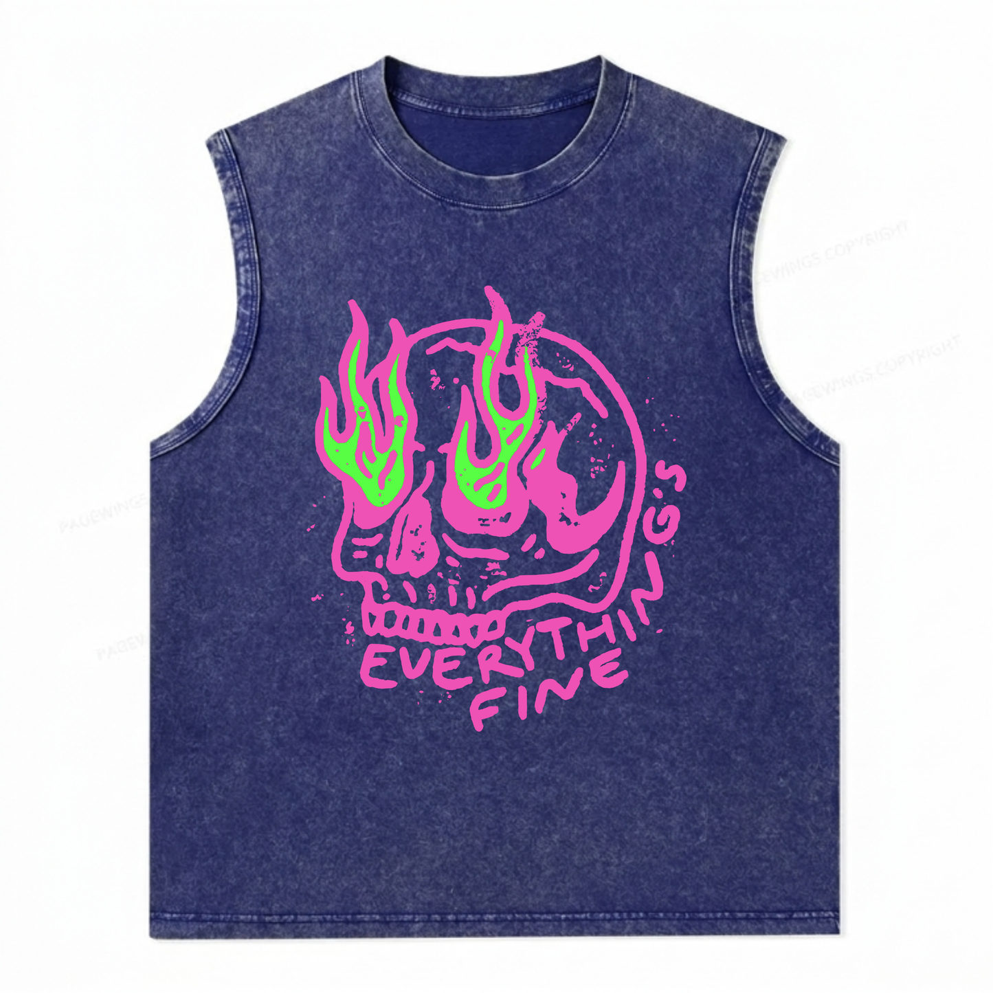 ChaoticClub Everything Is Fine Skull Wash Tanktop