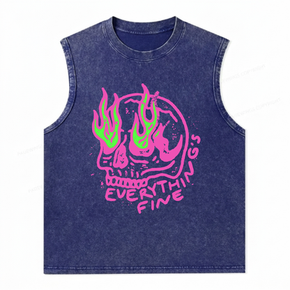 ChaoticClub Everything Is Fine Skull Wash Tanktop