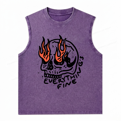 ChaoticClub Everything Is Fine Skull Wash Tanktop