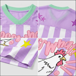 ChaoticClub Striped Guess What Chicken Butt Mesh Jersey