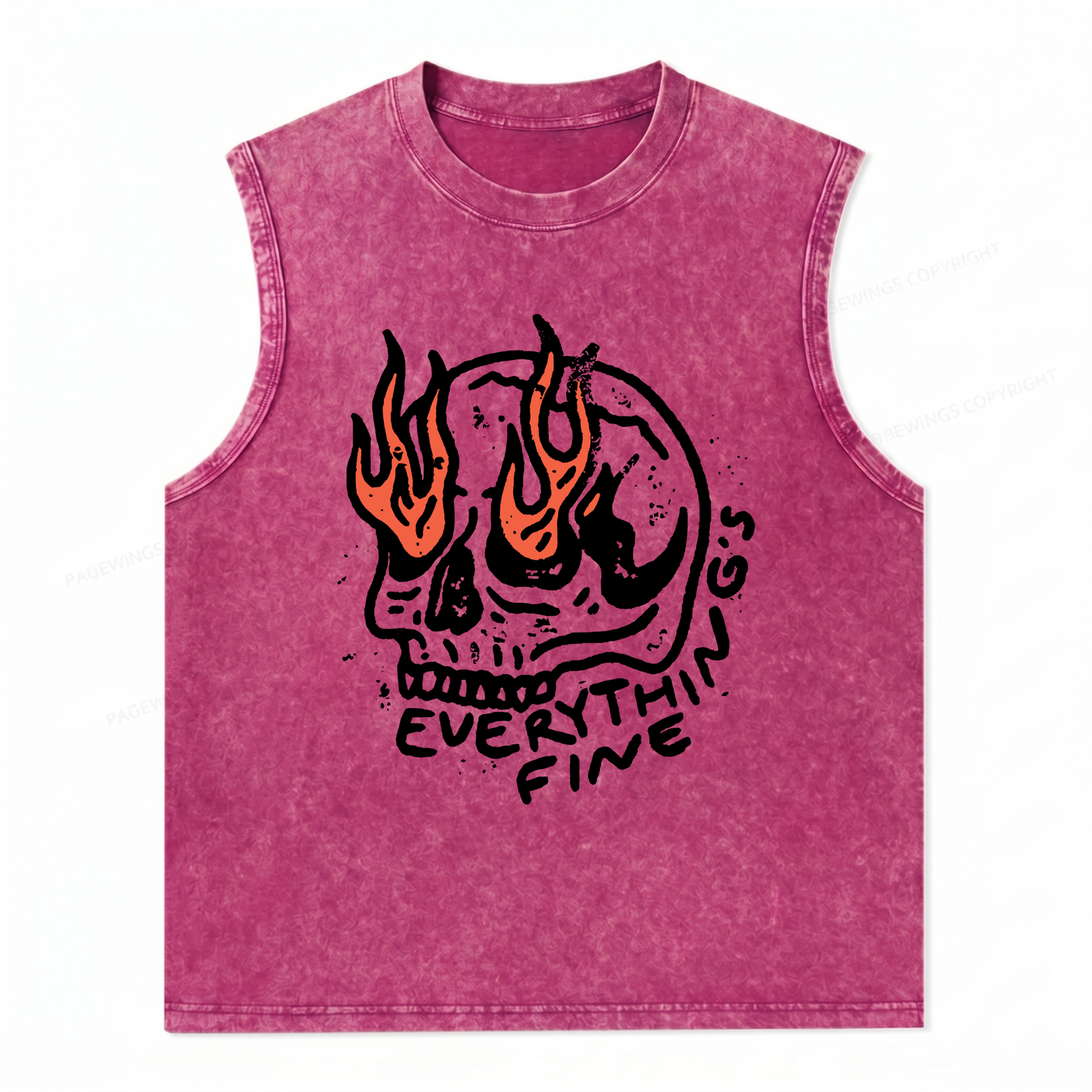 ChaoticClub Everything Is Fine Skull Wash Tanktop