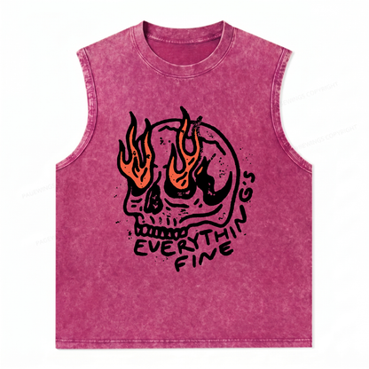 ChaoticClub Everything Is Fine Skull Wash Tanktop
