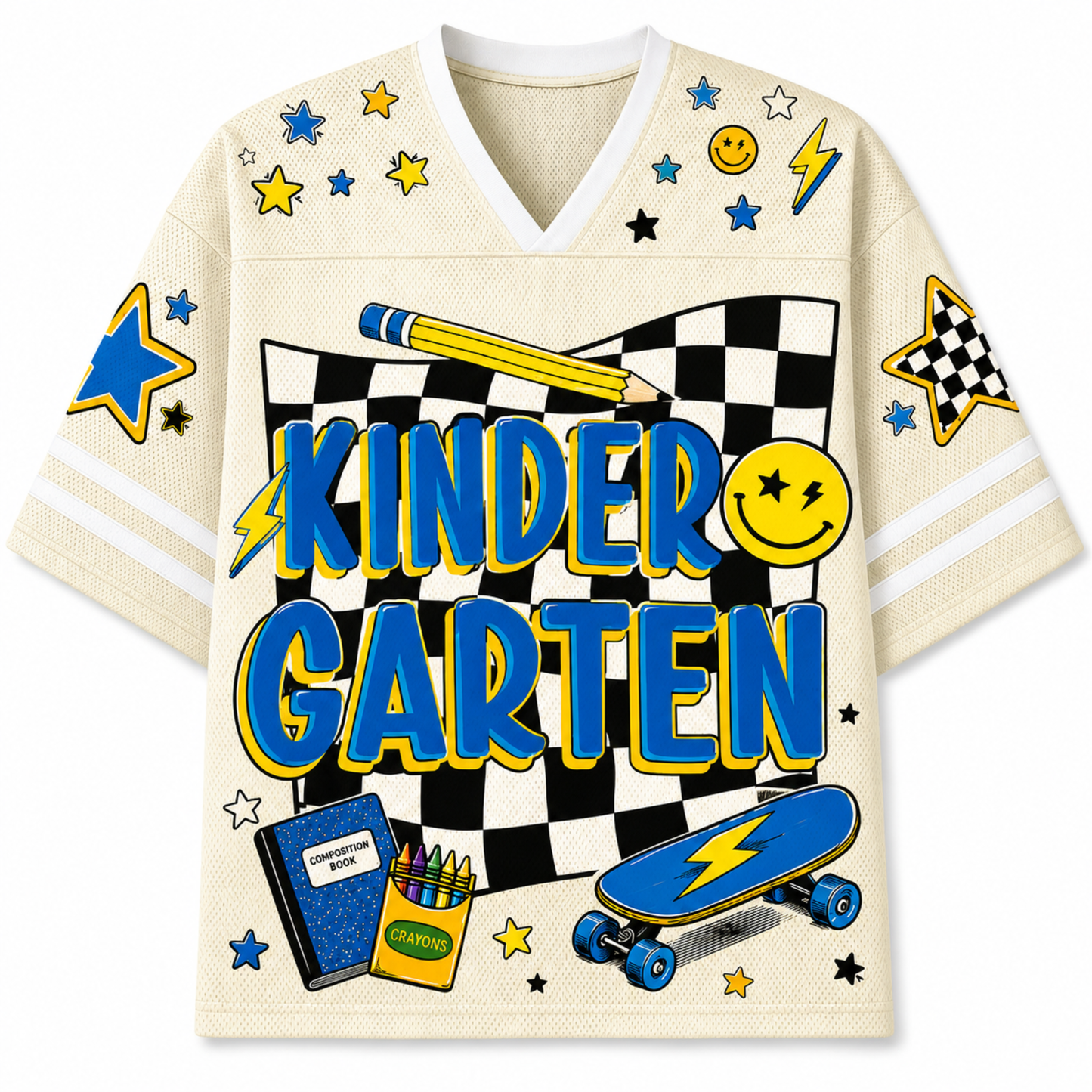 ChaoticClub Cool Skateboard Lightning Smiley Mesh Jersey