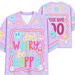 Chaotic Club Don't Worry Be Happy Spring Smiley Face  Mesh Jersey
