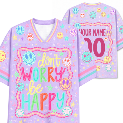 Chaotic Club Don't Worry Be Happy Spring Smiley Face  Mesh Jersey