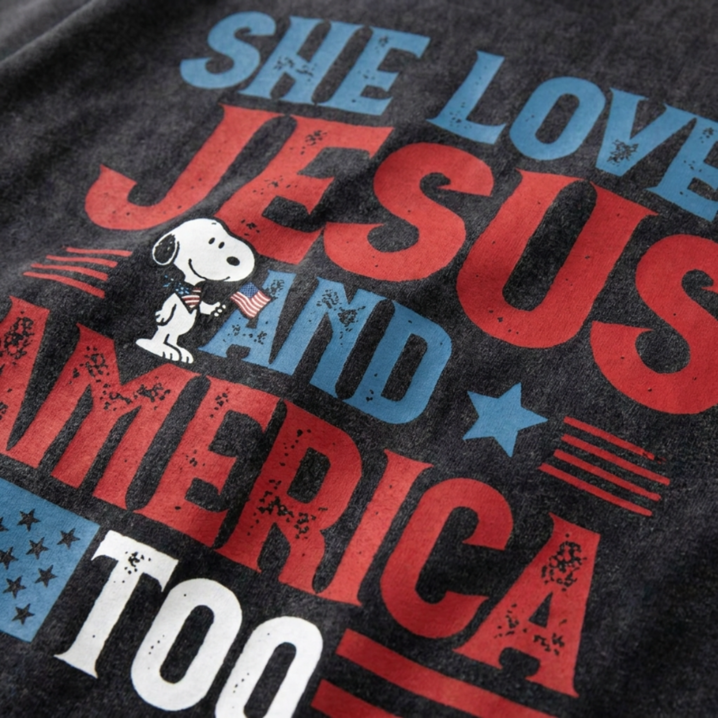 ChaoticClub She Loves Jesus and America Too Washed T-Shirt