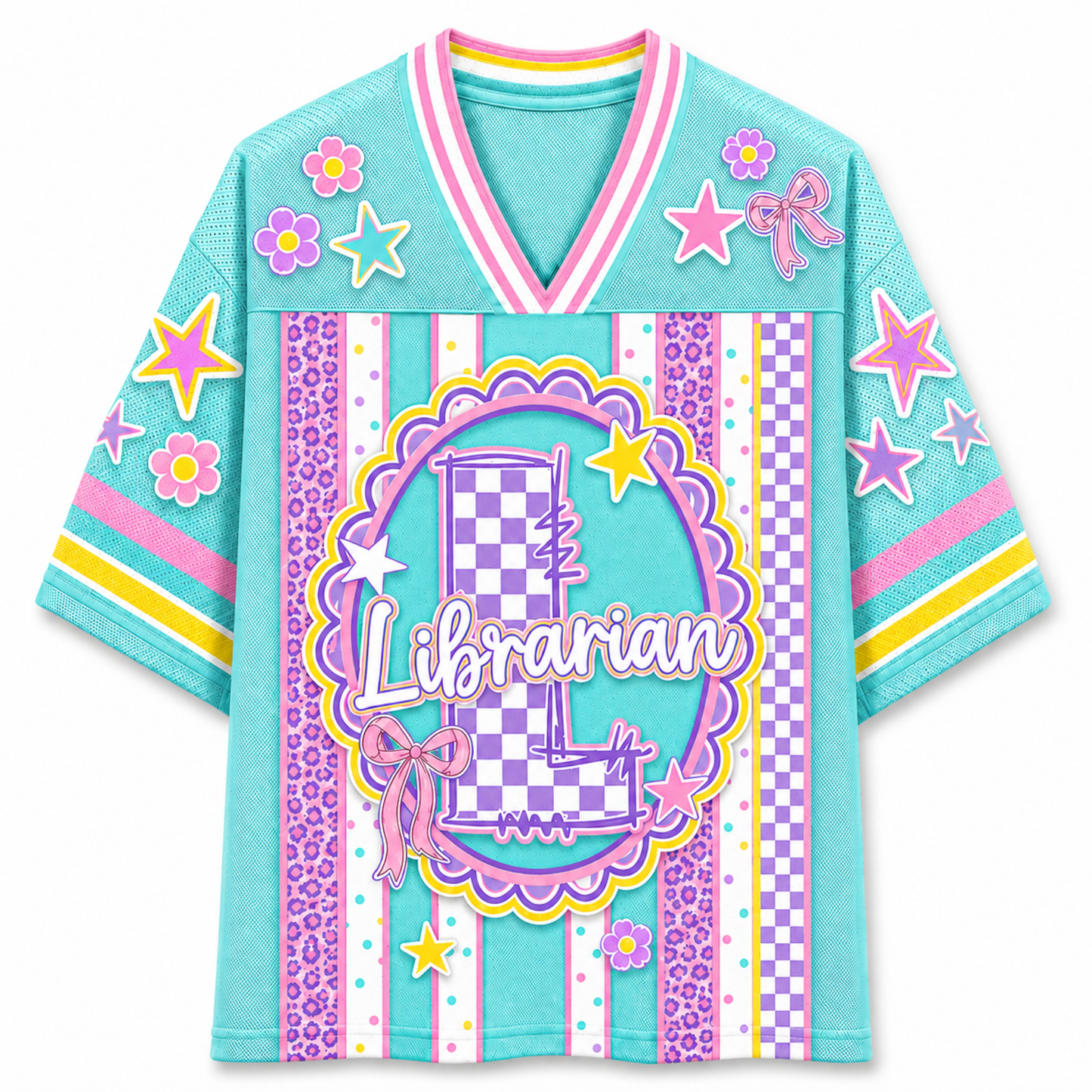 ChaoticClub Preppy Teacher Monogram Coquette School Staff Mesh Jersey