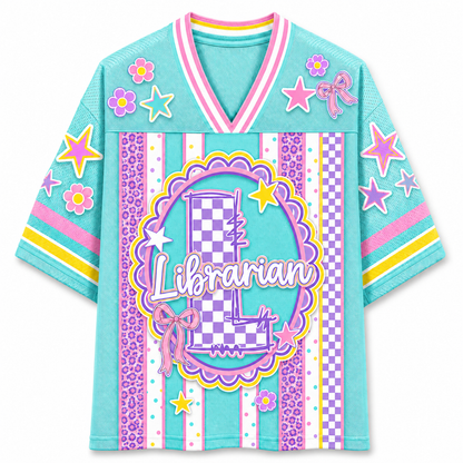 ChaoticClub Preppy Teacher Monogram Coquette School Staff Mesh Jersey