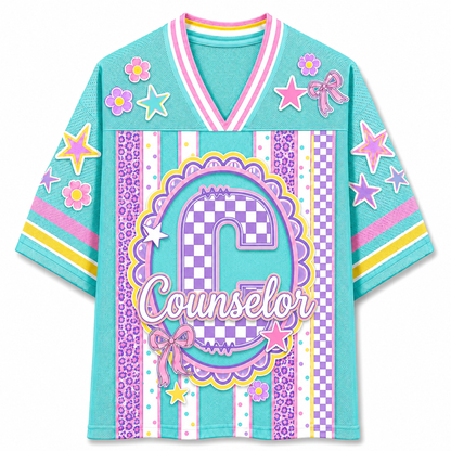 ChaoticClub Preppy Teacher Monogram Coquette School Staff Mesh Jersey