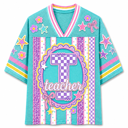 ChaoticClub Preppy Teacher Monogram Coquette School Staff Mesh Jersey
