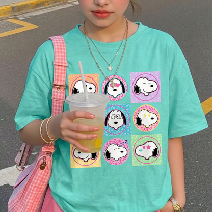 ChaoticClub Summer Smiley Face Dog Neon T-shirt