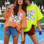 ChaoticClub Summer Smiley Face Dog Neon T-shirt