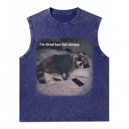ChaoticClub Tired Not Sleepy Raccoon Wash Tanktop
