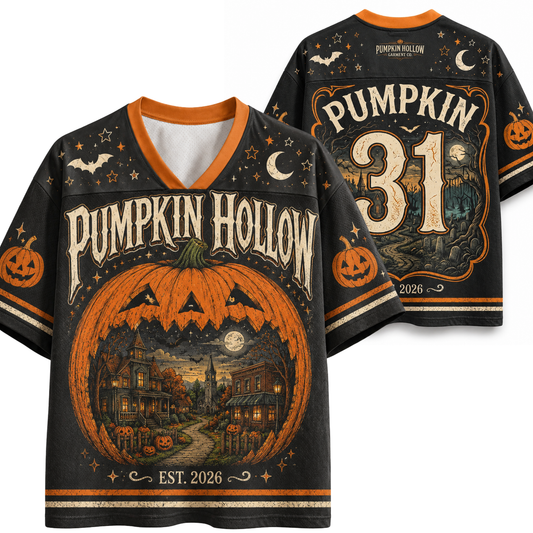 Chaotic Club Haunted Pumpkin Scene Vintage Halloweentown Mesh Jersey
