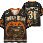 Chaotic Club Haunted Pumpkin Scene Vintage Halloweentown Mesh Jersey