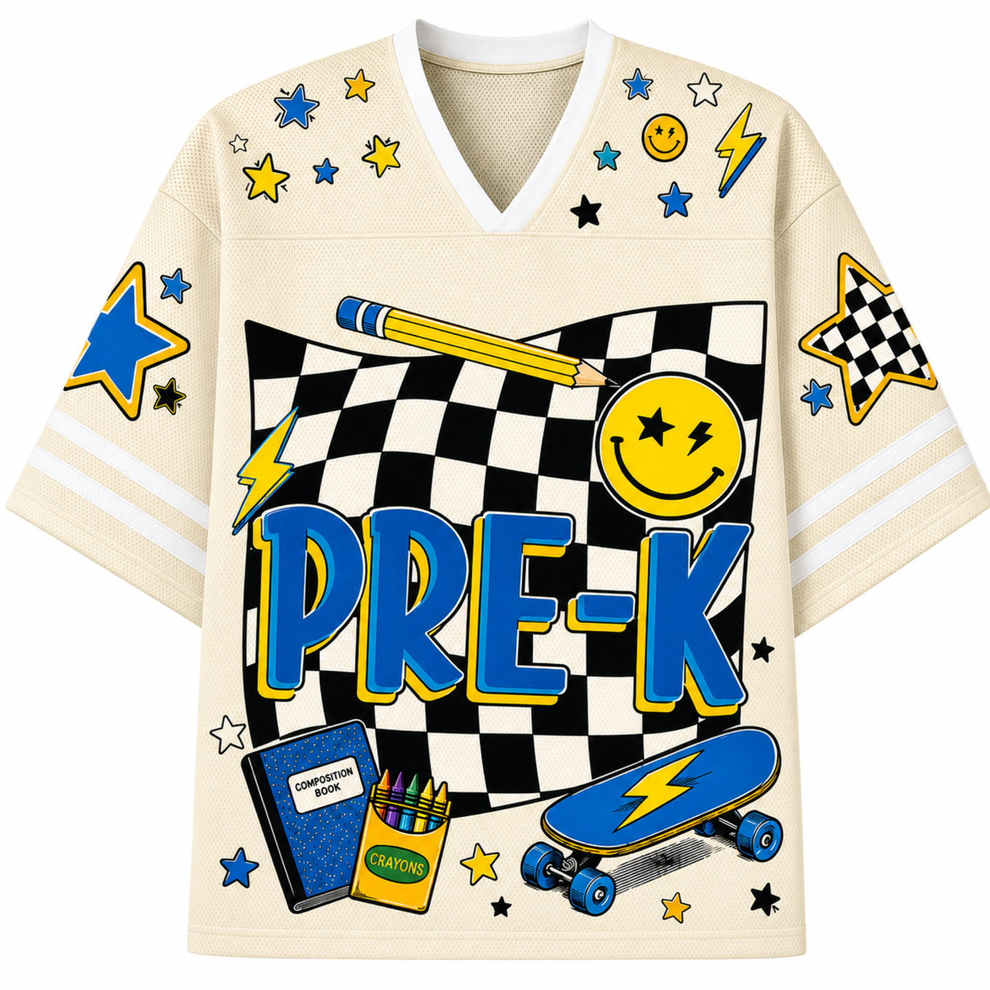 ChaoticClub Cool Skateboard Lightning Smiley Mesh Jersey
