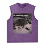 ChaoticClub Tired Not Sleepy Raccoon Wash Tanktop
