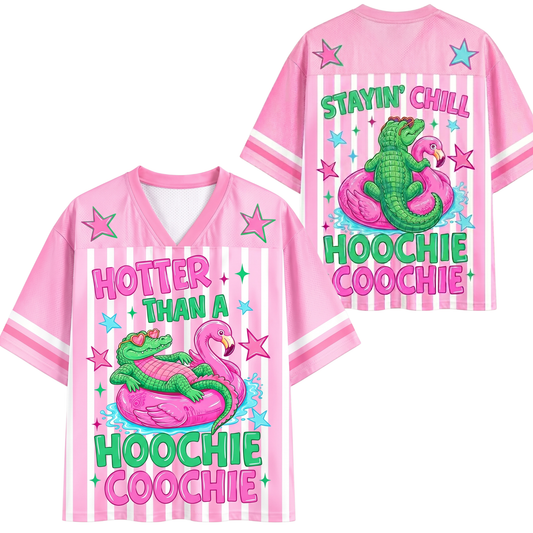 ChaoticClub Hotter Than A Hoochie Coochie Alligator Flamingo Mesh Jersey