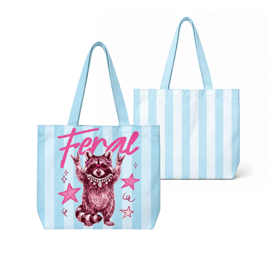 Striped Feral Raccoon Tote Bag